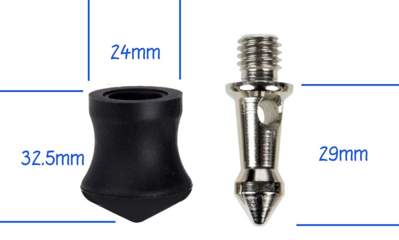 Desmond Set of 3 3/8" Brass Universal Tripod Spikes & Rubber Boots DCF Replacement Feet - Image 2